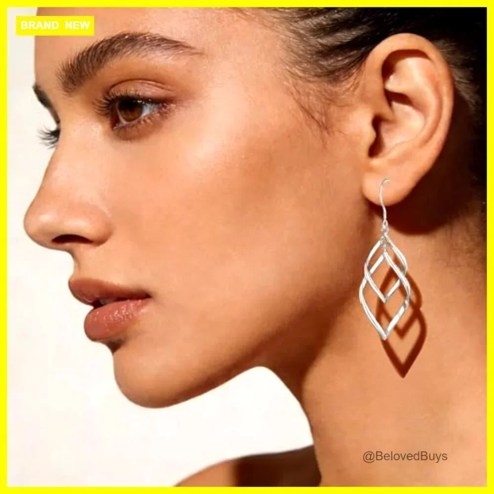 Sterling Silver 14k Gold Plated Double Linear Drop Dangle Earrings